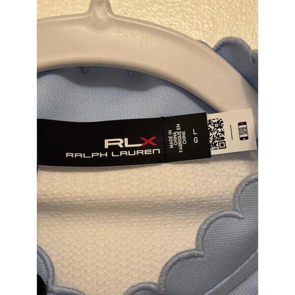 NWT Ralph Lauren RLX Golf Air Tech Pique-sl Mesh Mix Polo Baby Blue White Size L - Picture 6 of 12